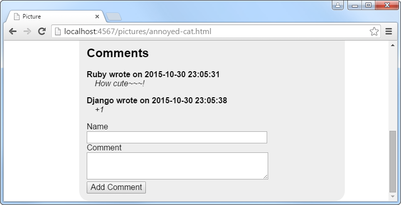 Comments rendered using templates